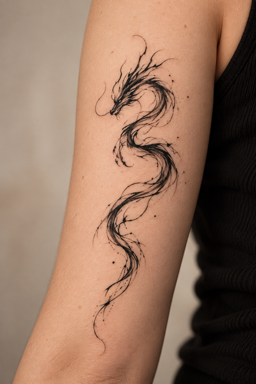 Abstract Dragon Ink on Ankle abstract dragon tattoo idea