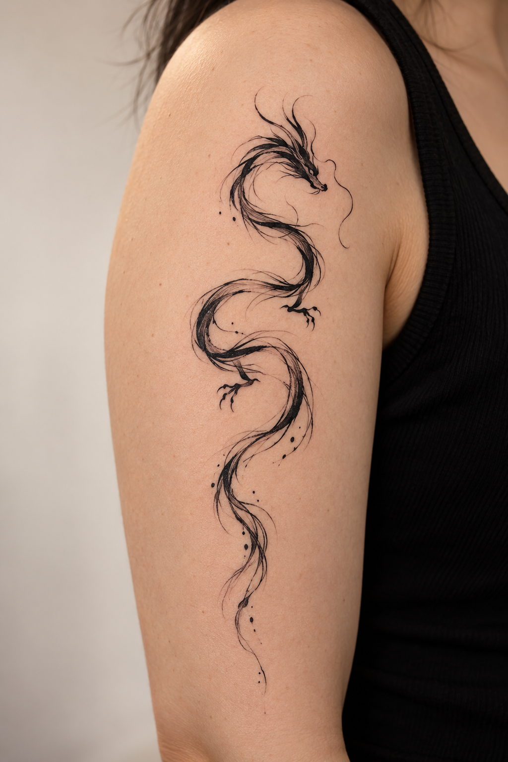 Minimal Red Dragon Tattoo abstract dragon tattoo idea