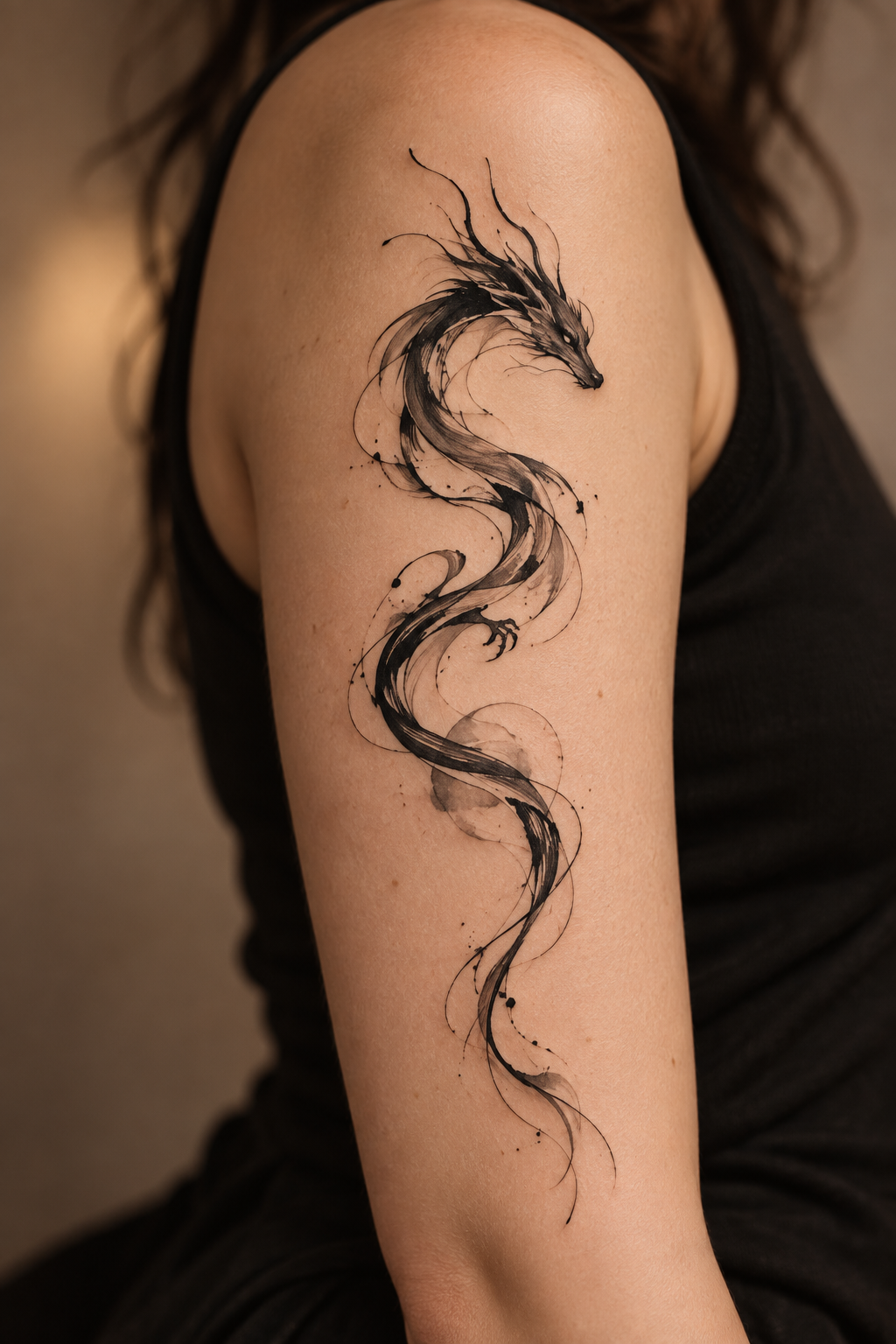 Blossom Branch Dragon Tattoo abstract dragon tattoo idea