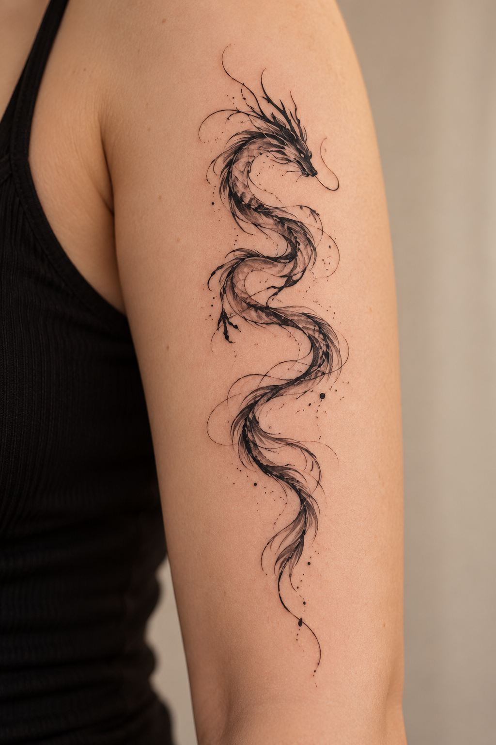 Abstract Dragon Ink on Calves abstract dragon tattoo idea