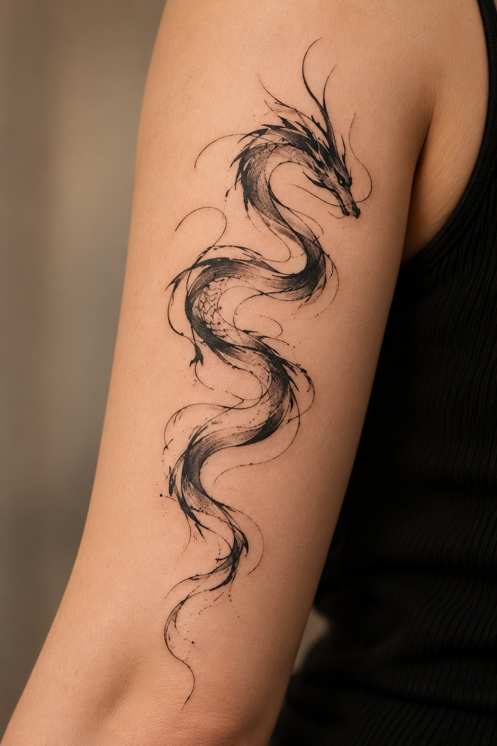 Dragon and Blossom Tattoo abstract dragon tattoo idea