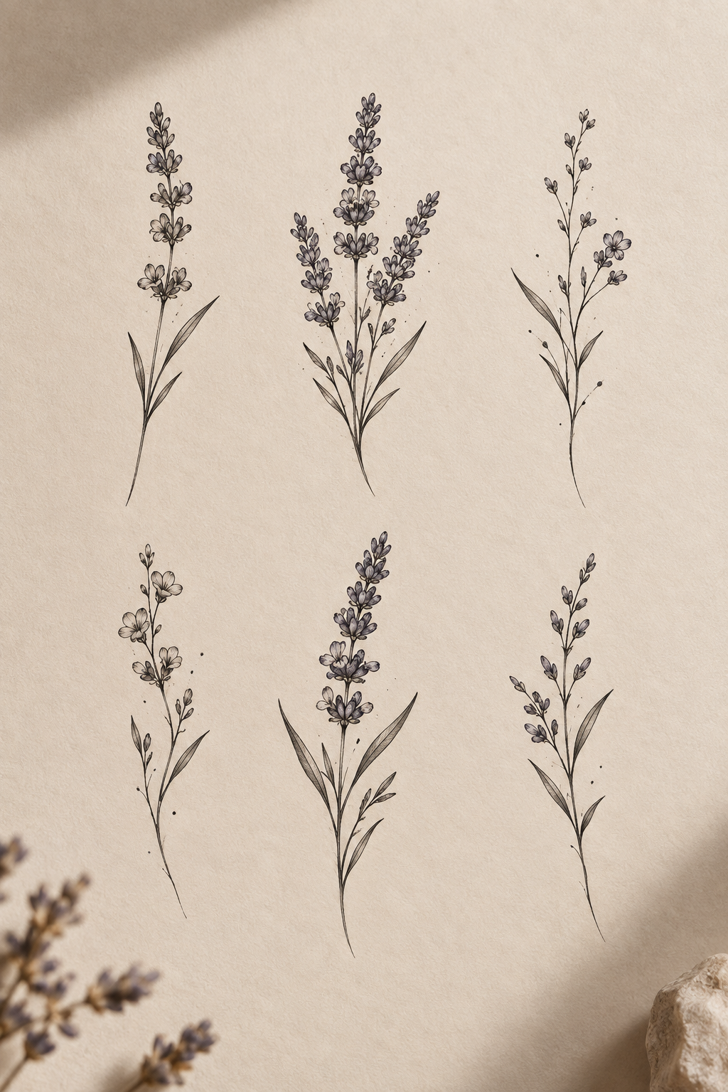 Tiny Lavender Sprig small flower tattoo ideas