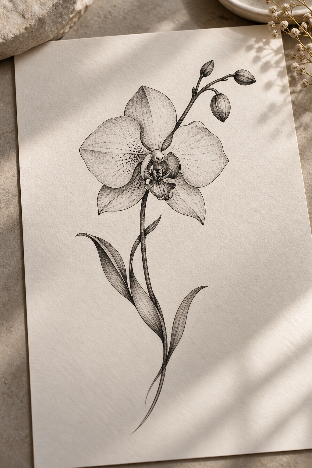 Elegant Orchid small flower tattoo ideas