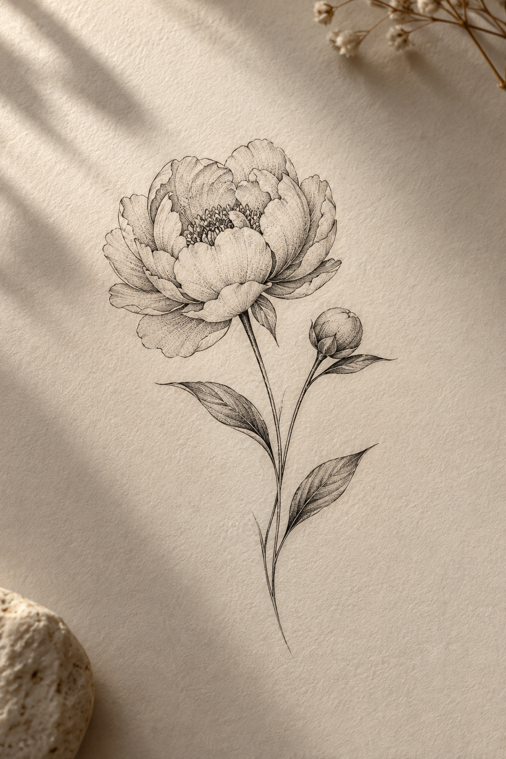 Graceful Peony small flower tattoo ideas