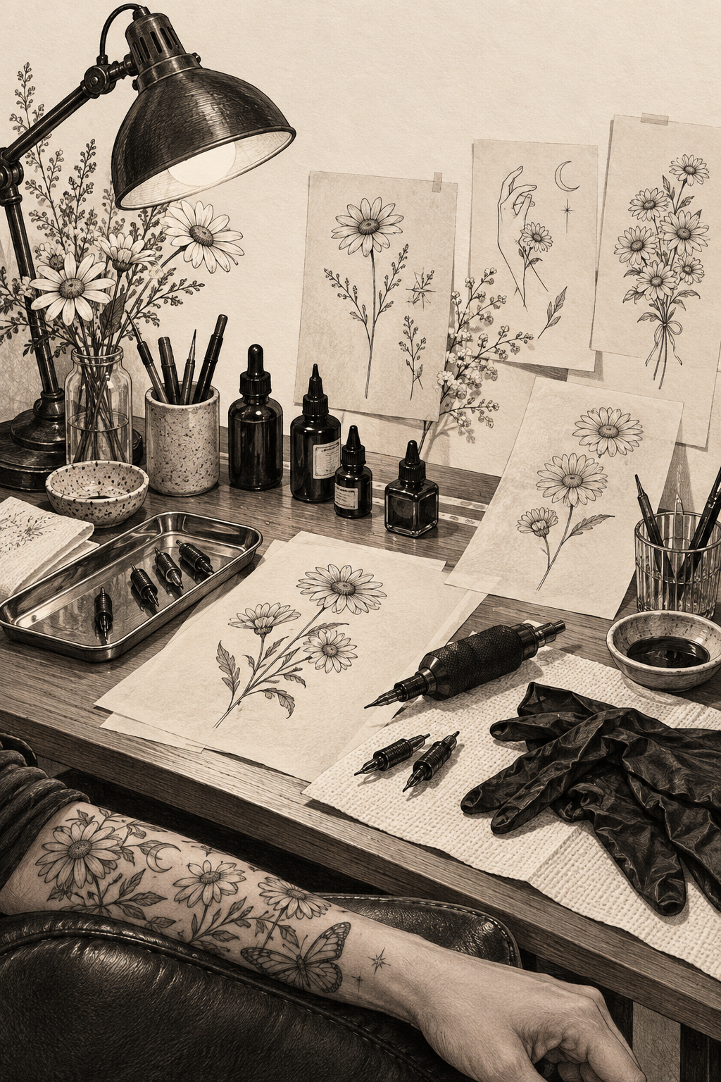 Original dainty daisy small flower tattoos concept