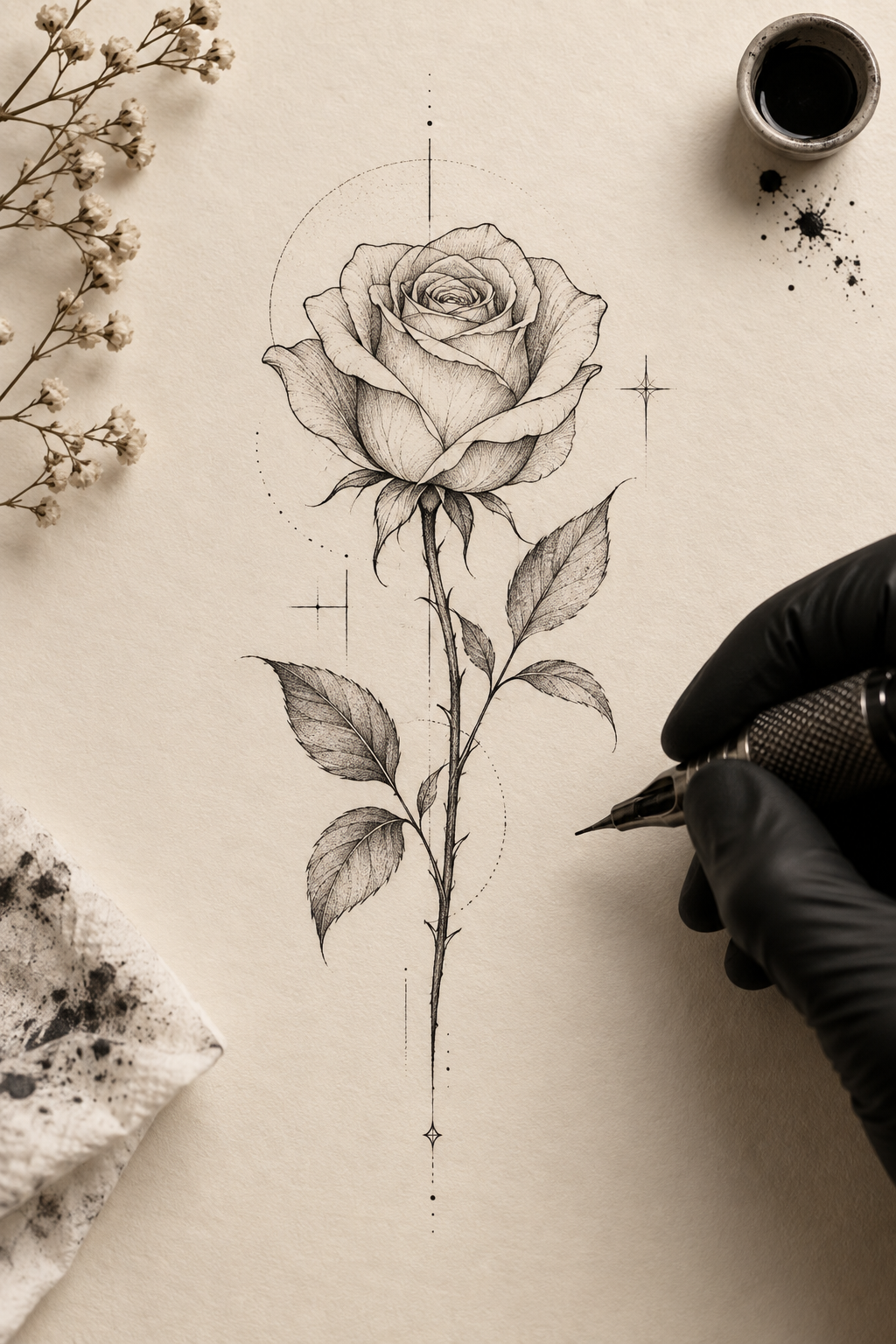 Original minimalist rose small flower tattoos concept