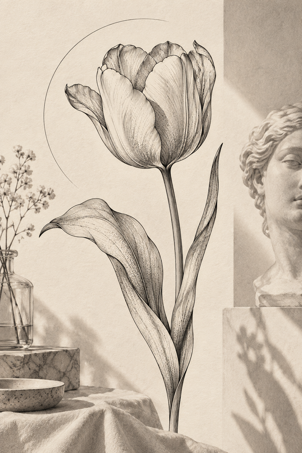 Original fine-line tulip small flower tattoos concept