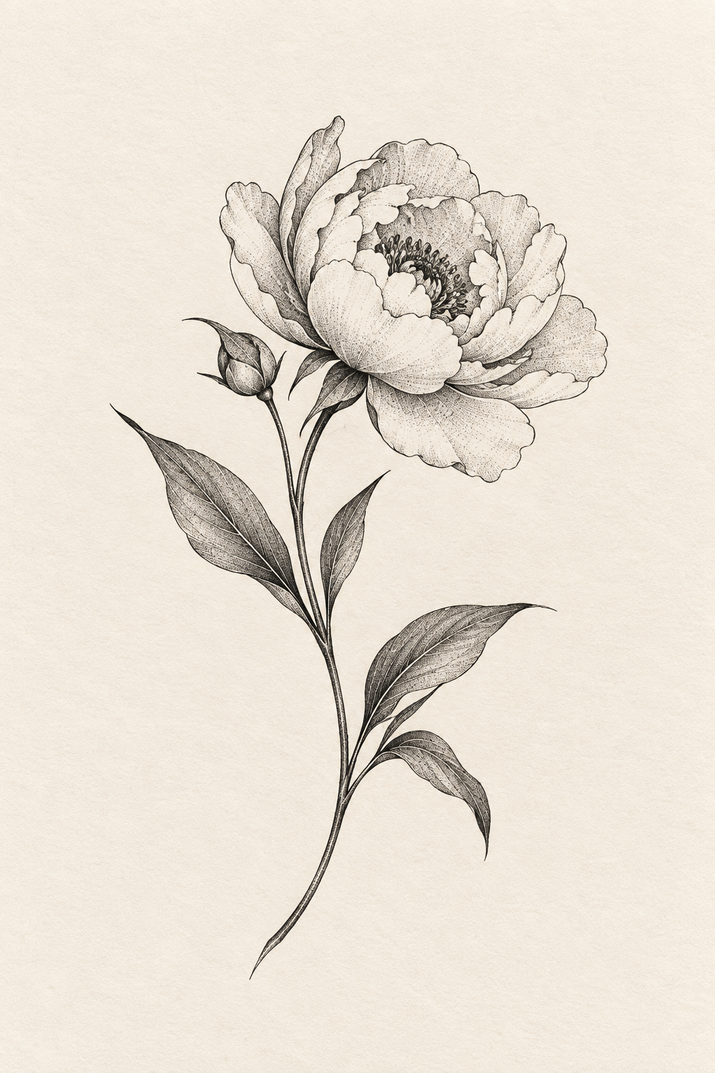 Original small peony bloom small flower tattoos concept