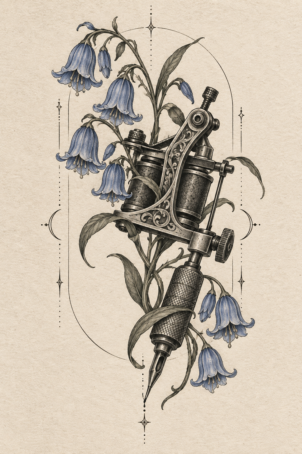 Original bluebell sprig small flower tattoos concept