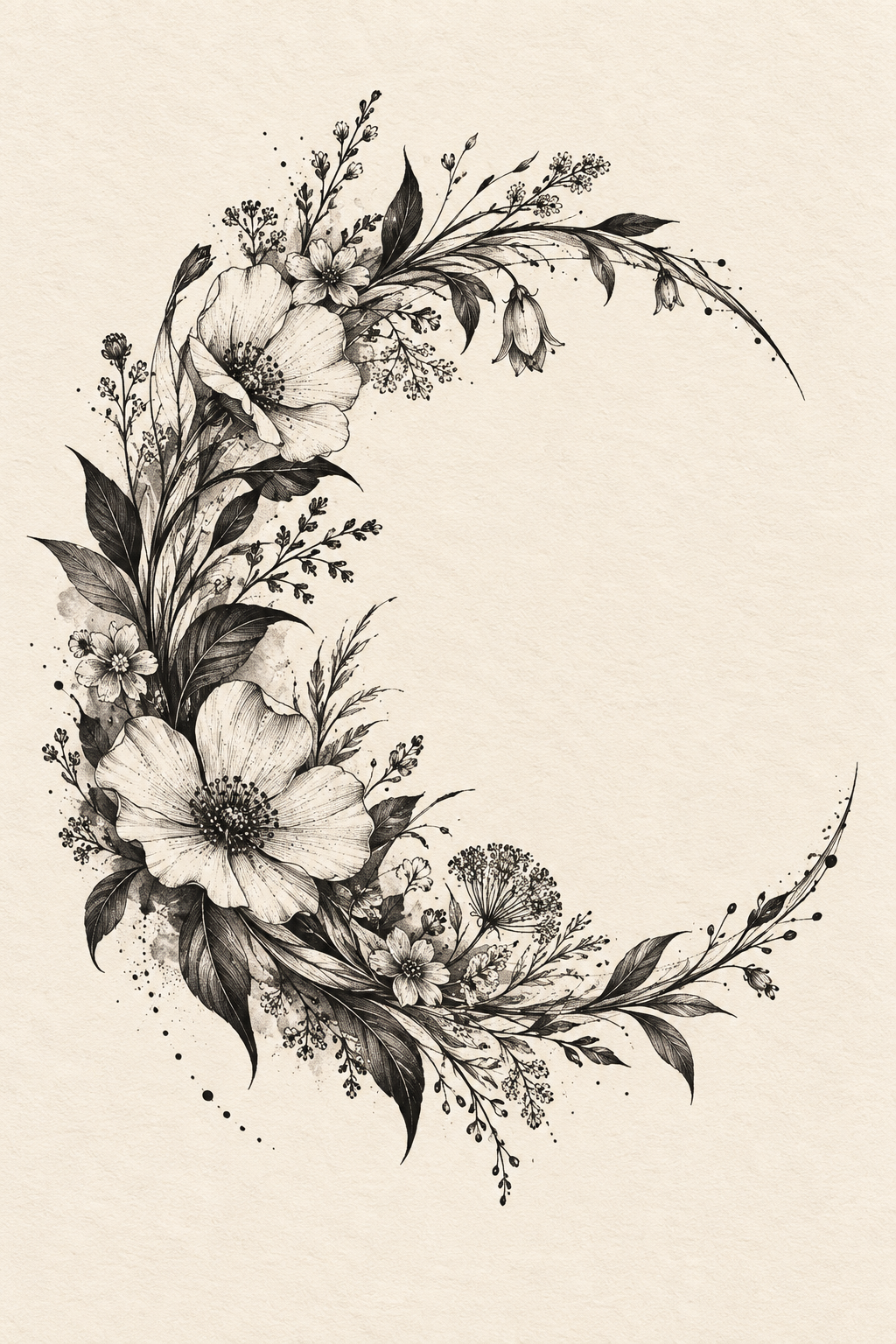 Original floral crescent small flower tattoos concept
