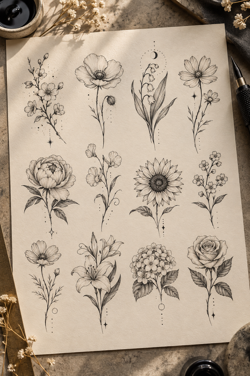 curated small flower tattoo concepts
