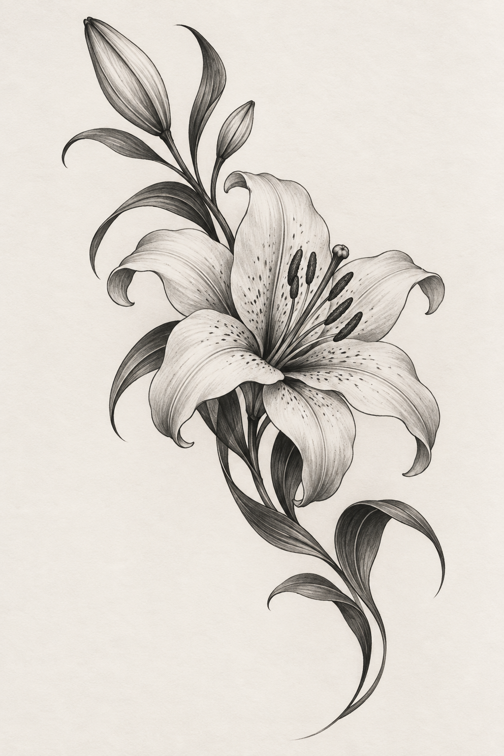 Shaded Lily female hip tattoo idea