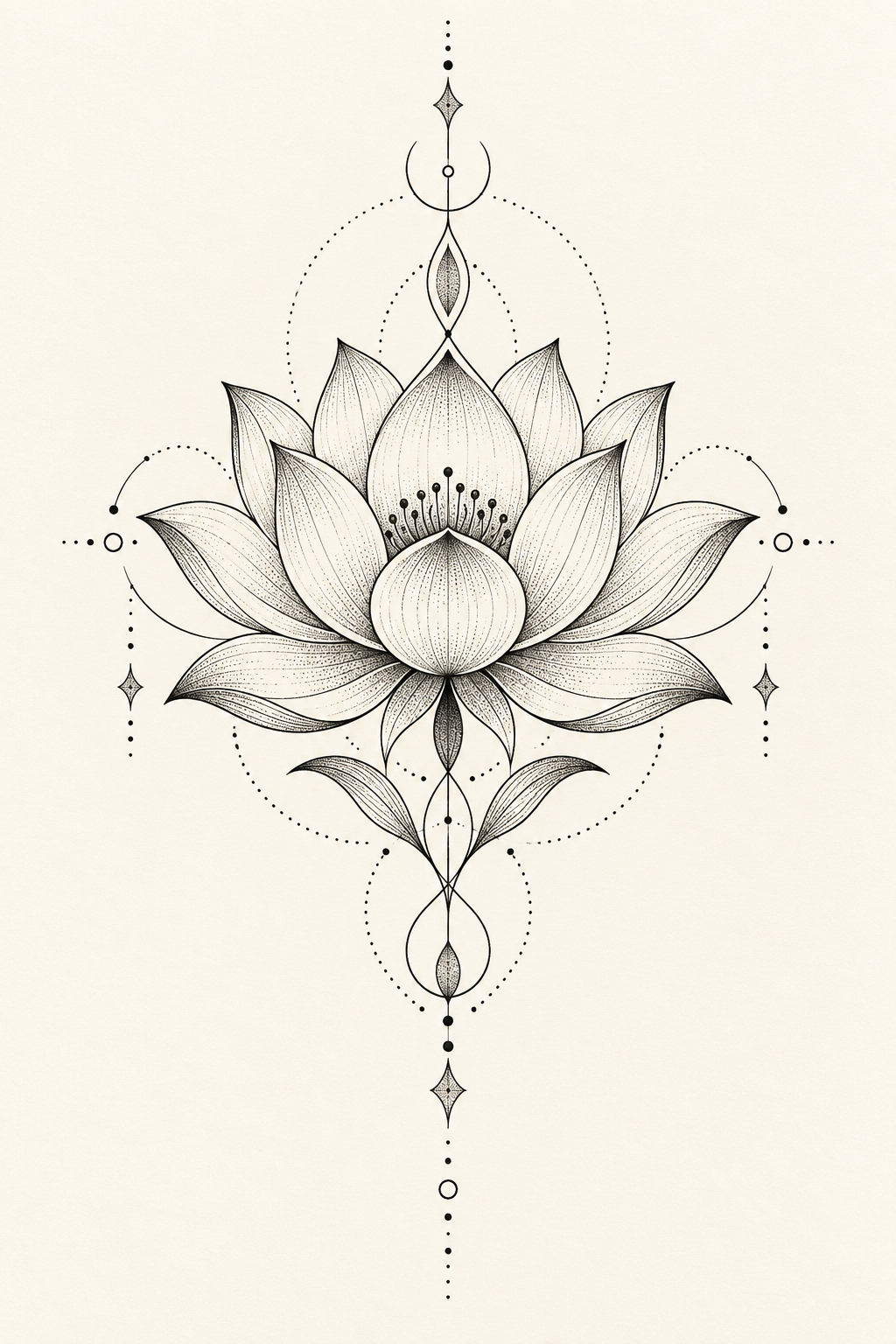 Fine-Line Lotus female hip tattoo idea
