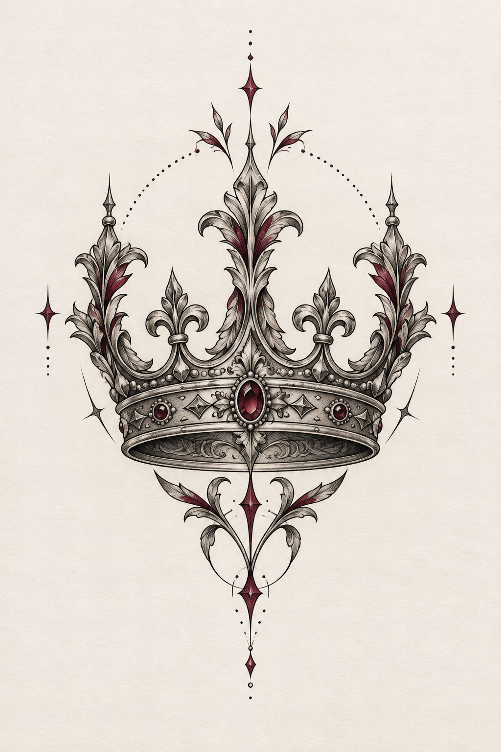 crown of thorns tattoos for men: Chest-centered crown