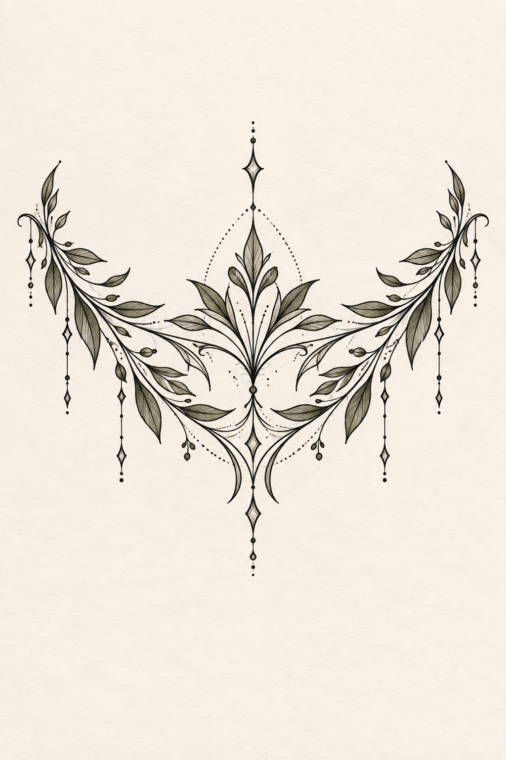 crown of thorns tattoos for men: Shoulder crown with sweeping leaves
