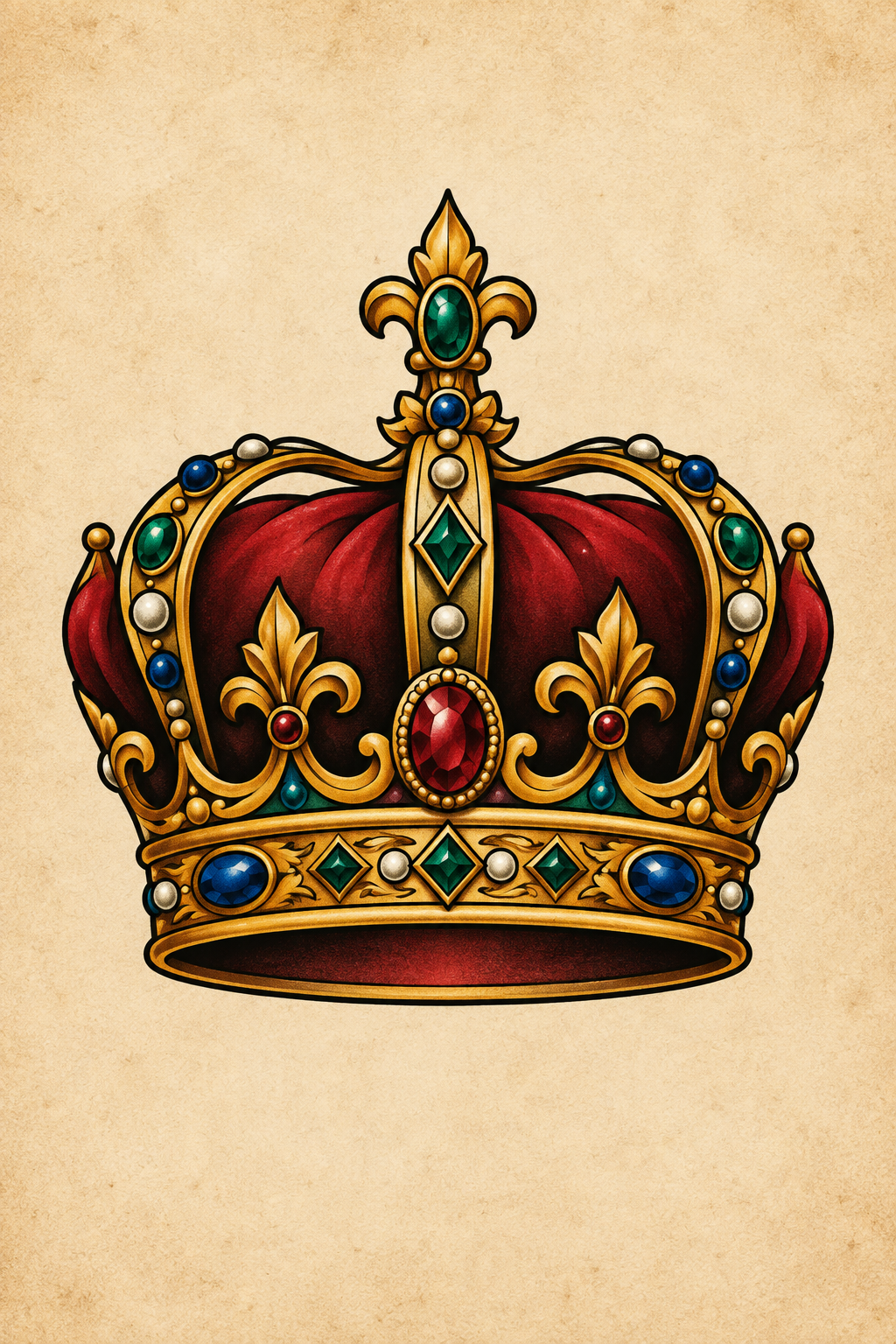 crown of thorns tattoos for men: Neo-traditional crown color
