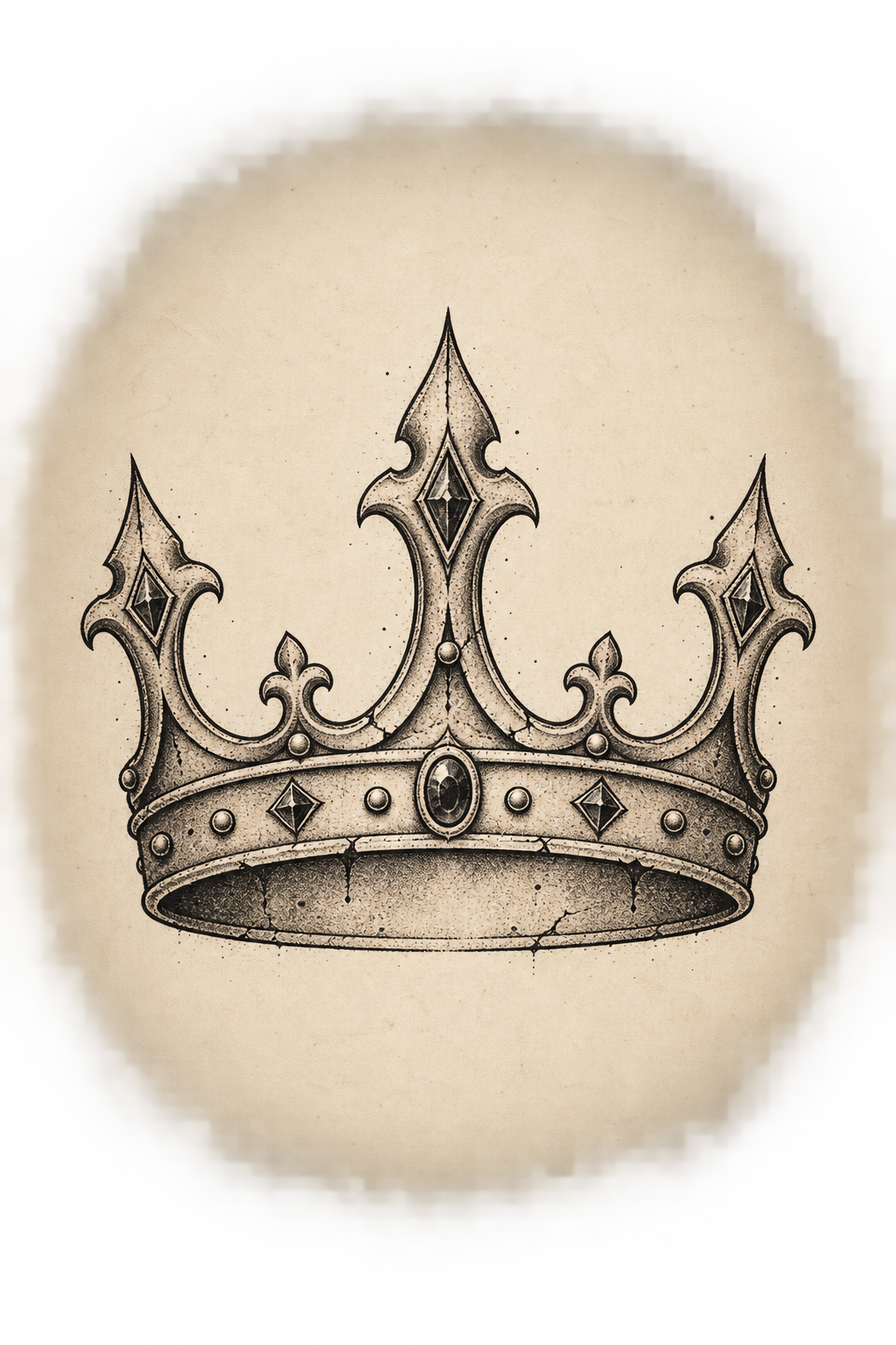 crown of thorns tattoos for men: Crown with a weathered finish