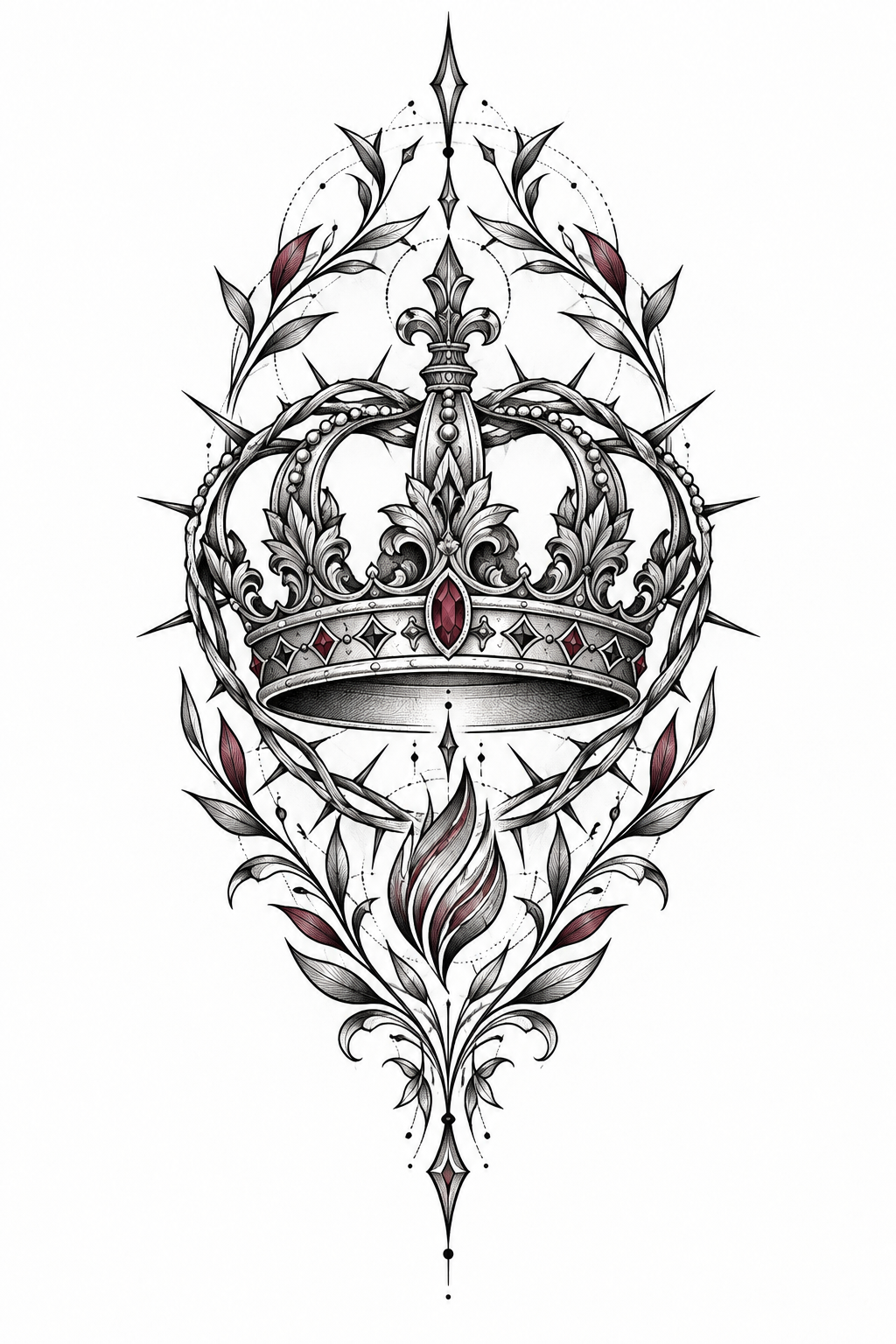 crown of thorns tattoos for men: Crown built for a sleeve
