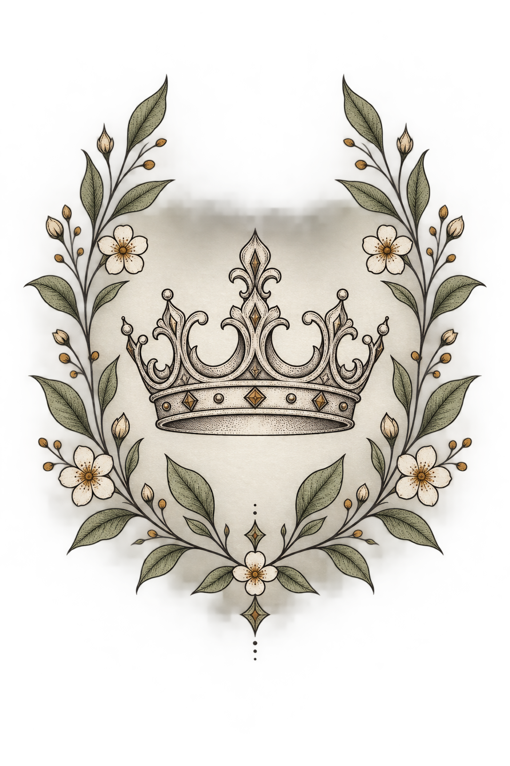 crown of thorns tattoos for men: Crown with botanical balance