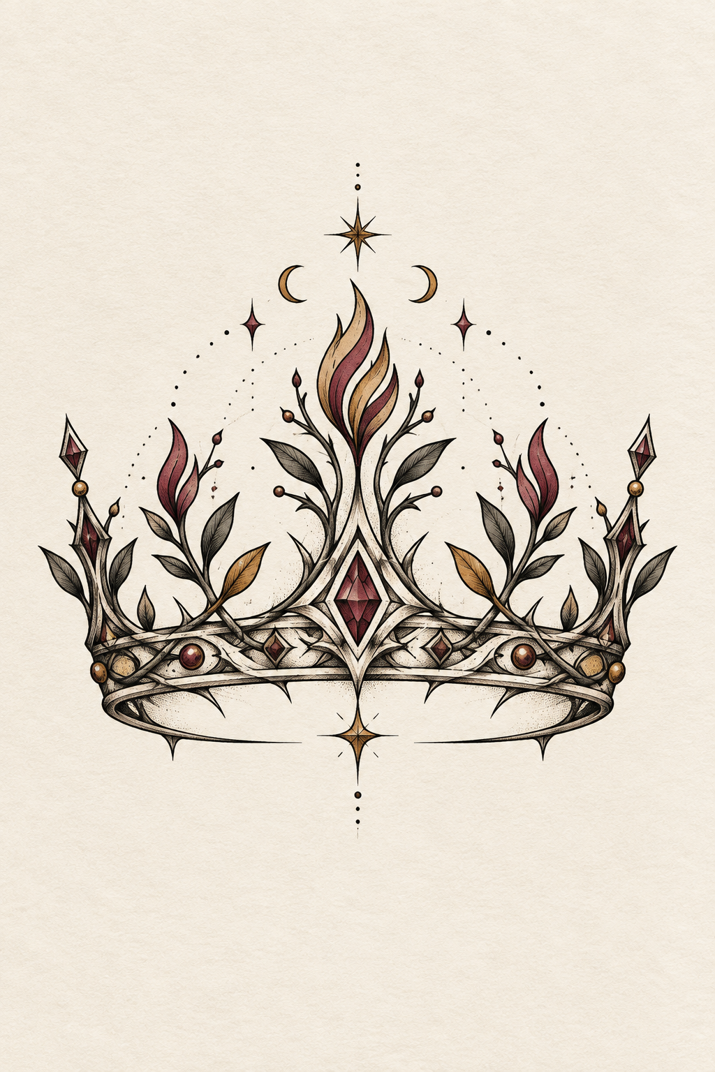 crown of thorns tattoos for men: Personalized crown composition