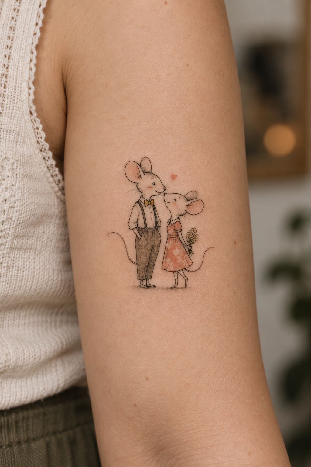 Mickey & Minnie Together small Disney tattoos idea