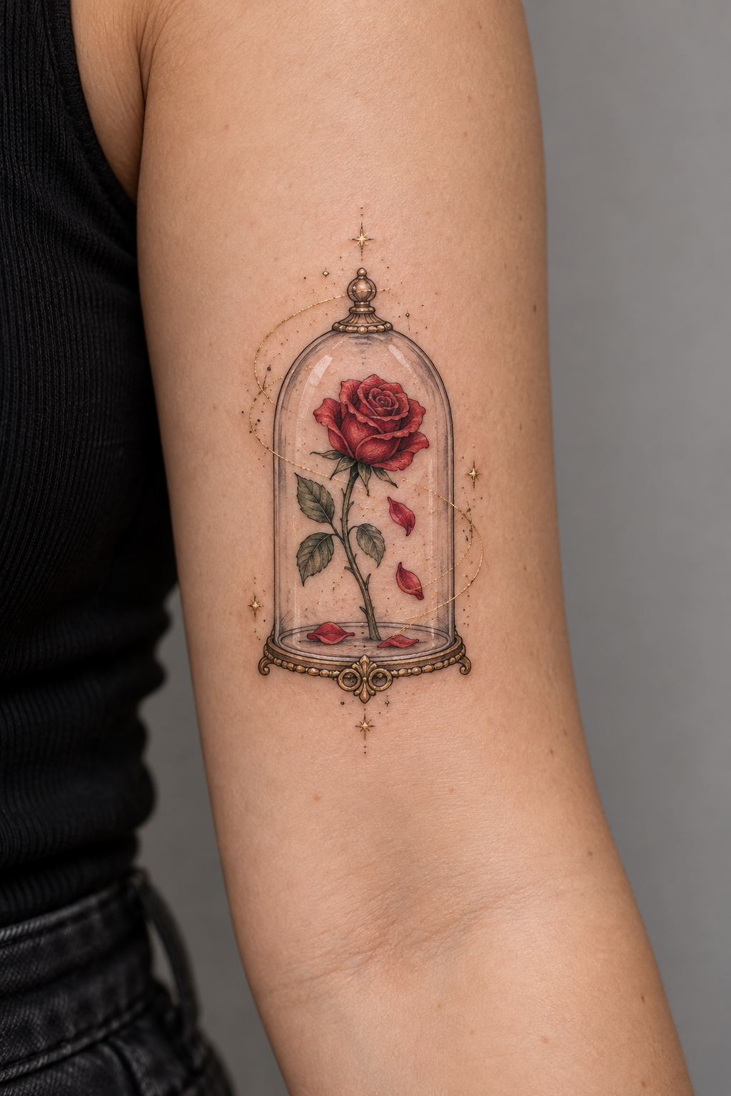 The Enchanted Rose small Disney tattoos idea