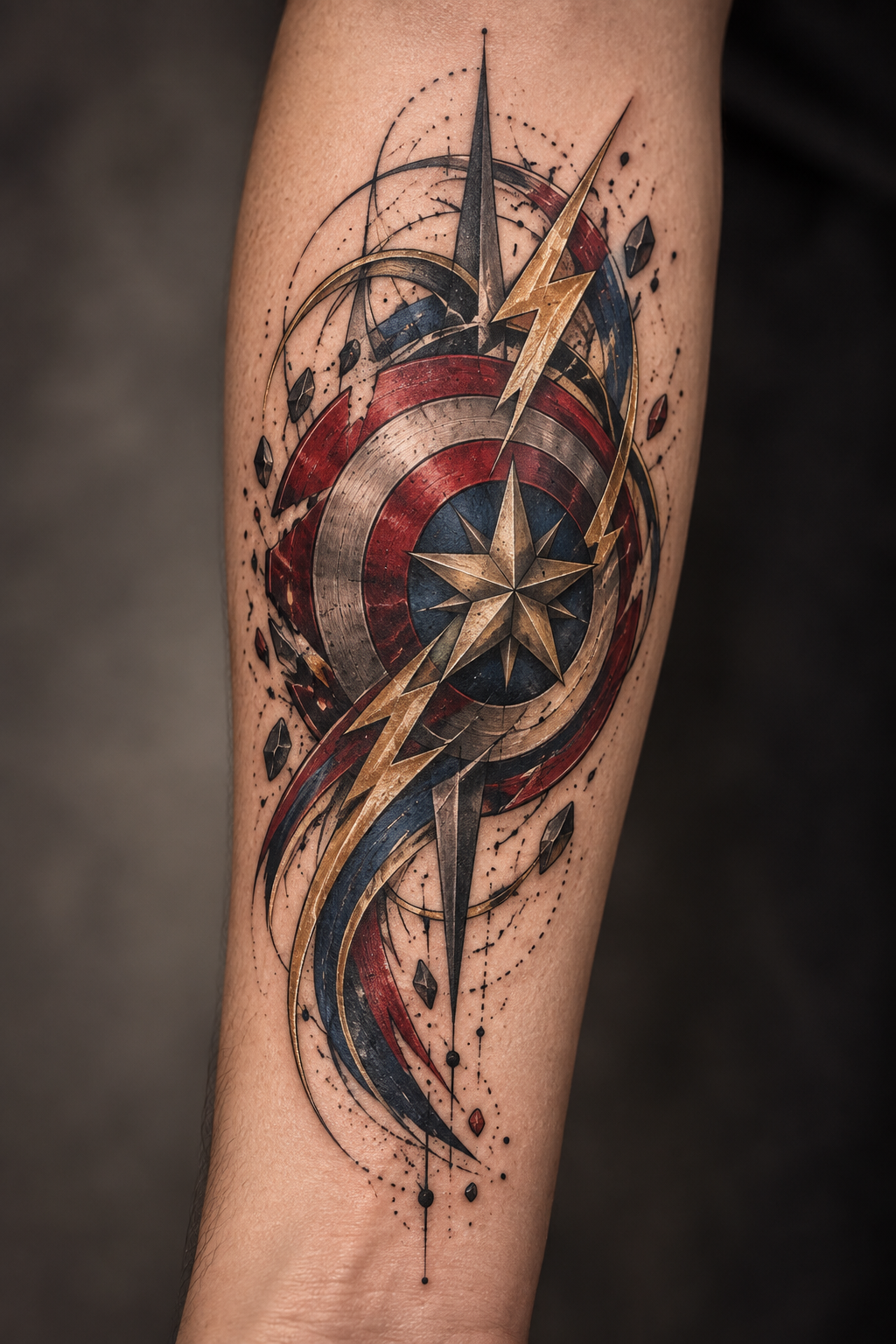 Avengers tattoo ideas: Stacked Avengers Badge