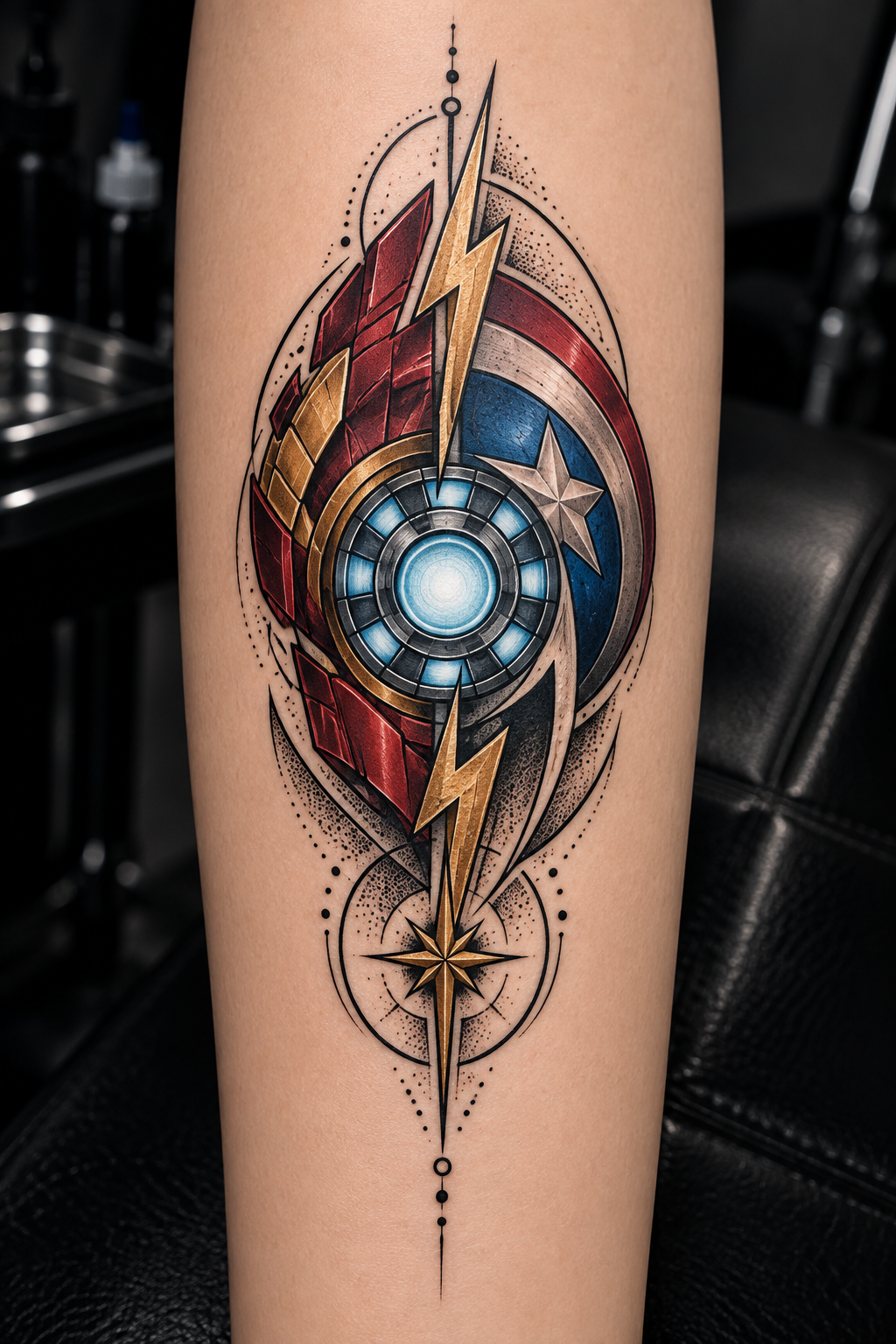 Avengers tattoo ideas: Line Art Collage