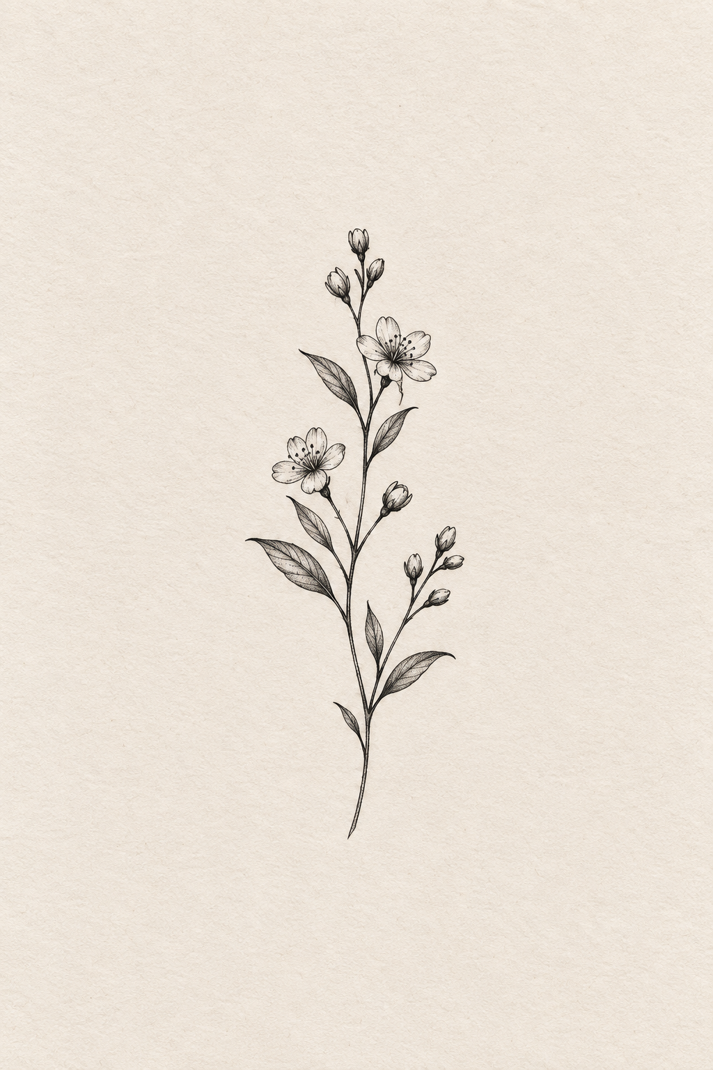 small black and white tattoos: Tiny botanical sprig concept