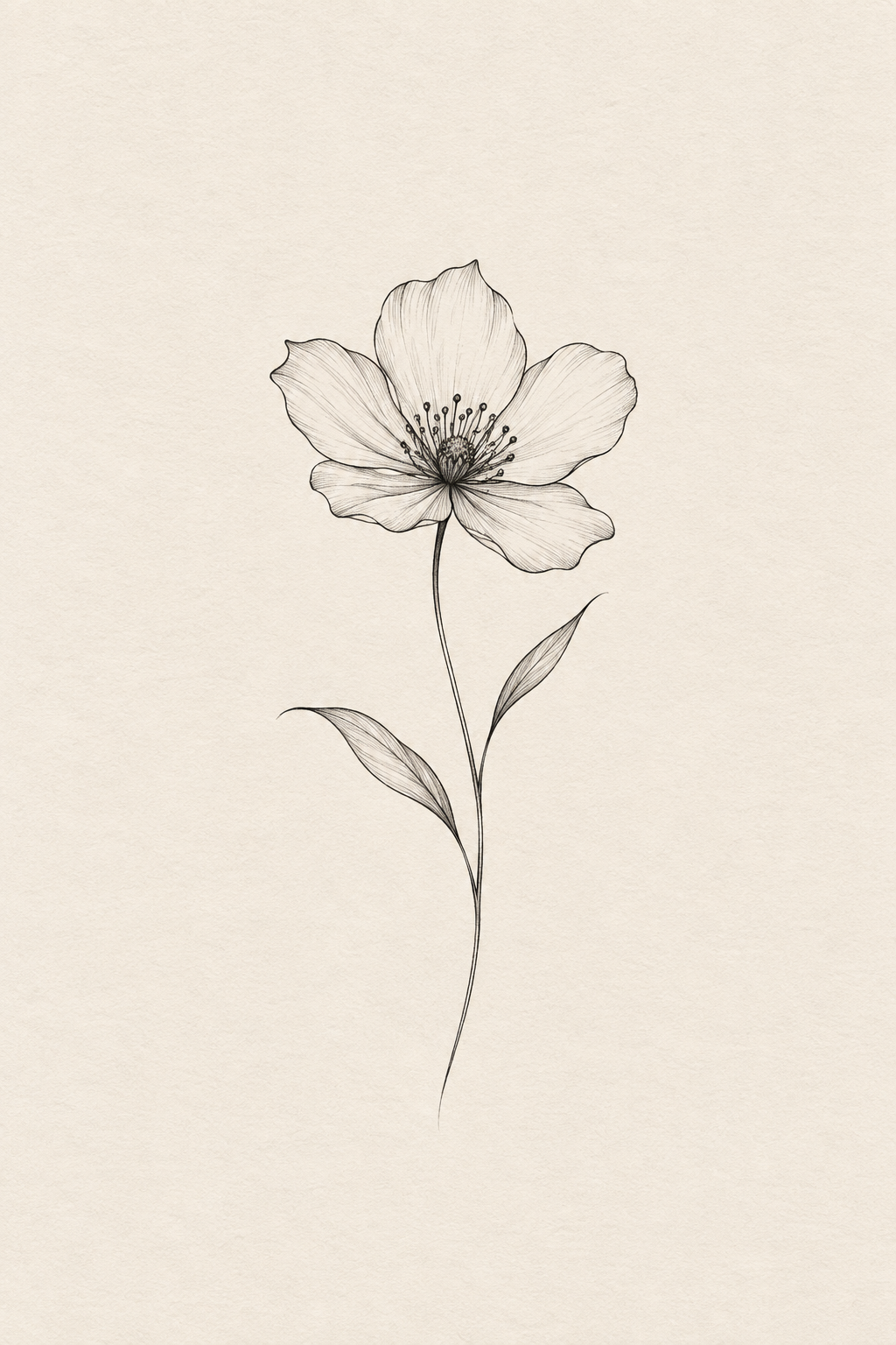 small black and white tattoos: Delicate flower concept