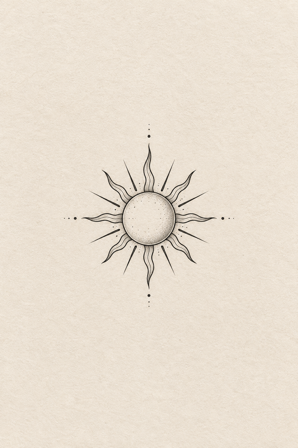 small black and white tattoos: Small sun concept
