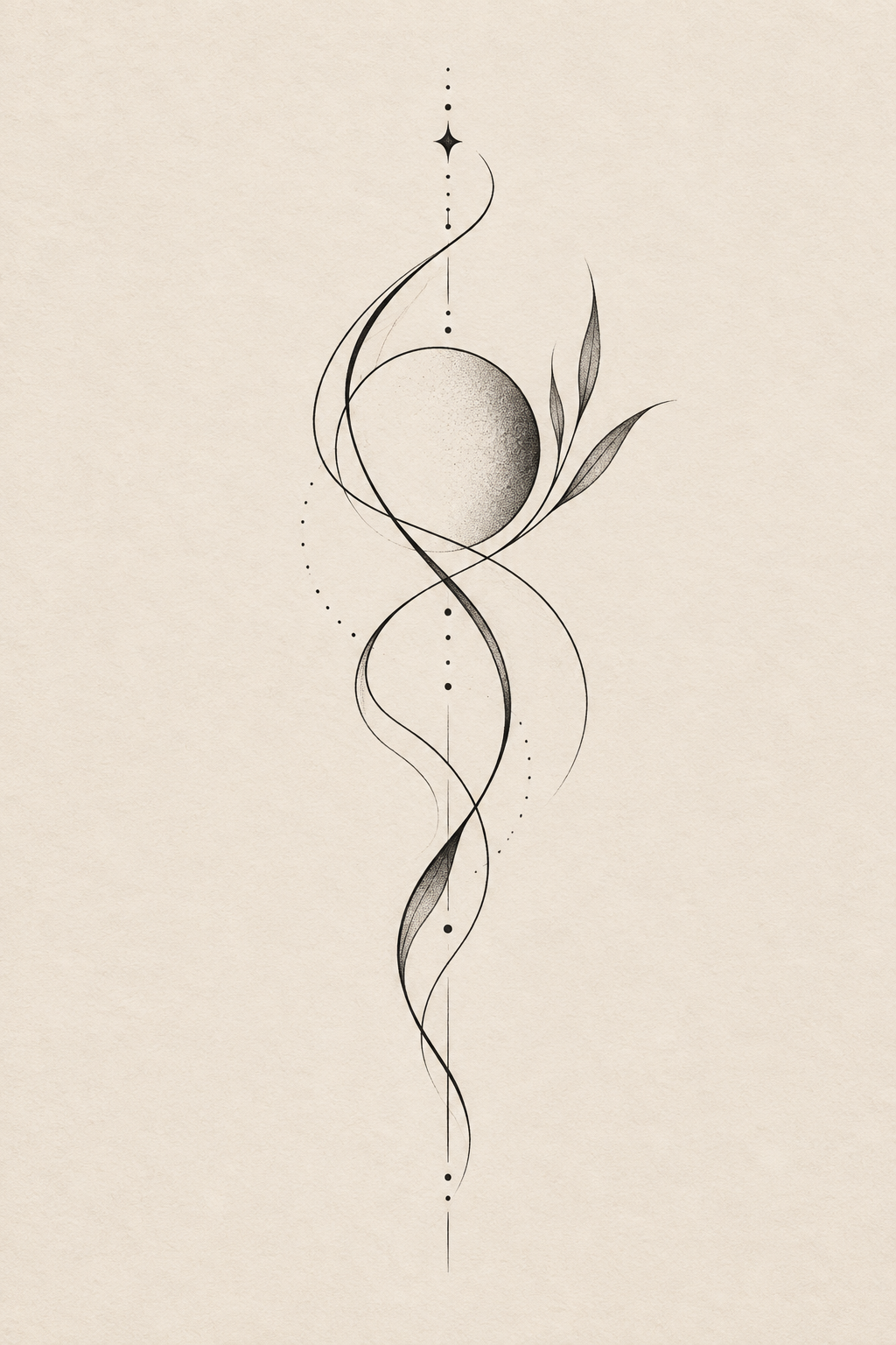 small black and white tattoos: Abstract line concept