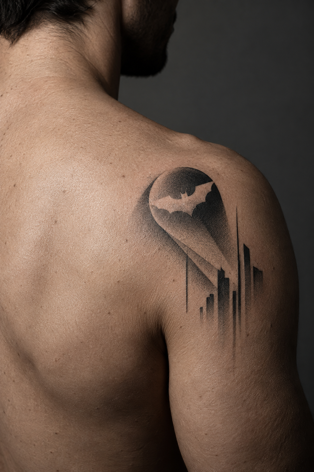 Minimal Bat-Signal Batman tattoo idea