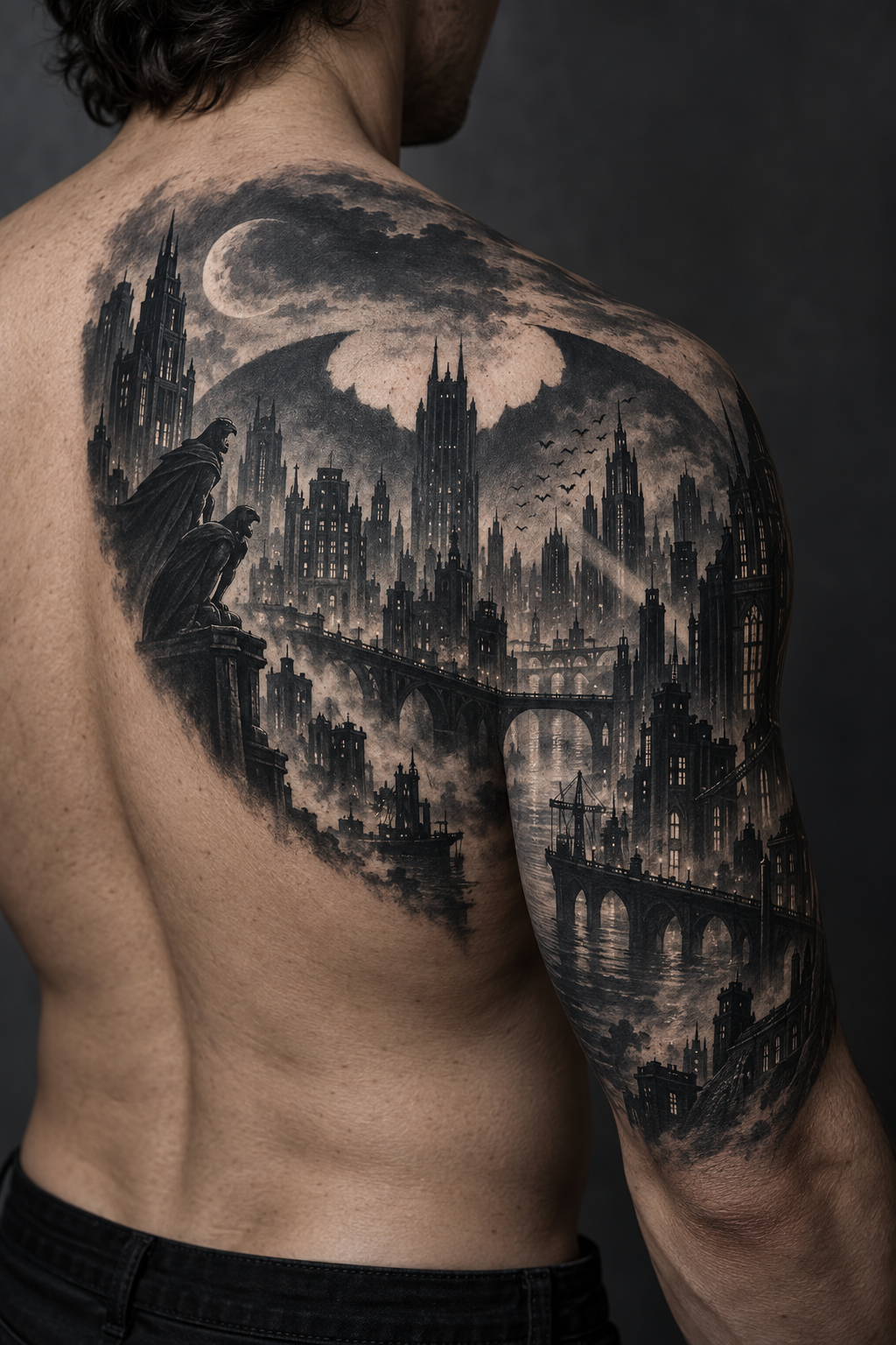 Gotham Skyline Batman tattoo idea