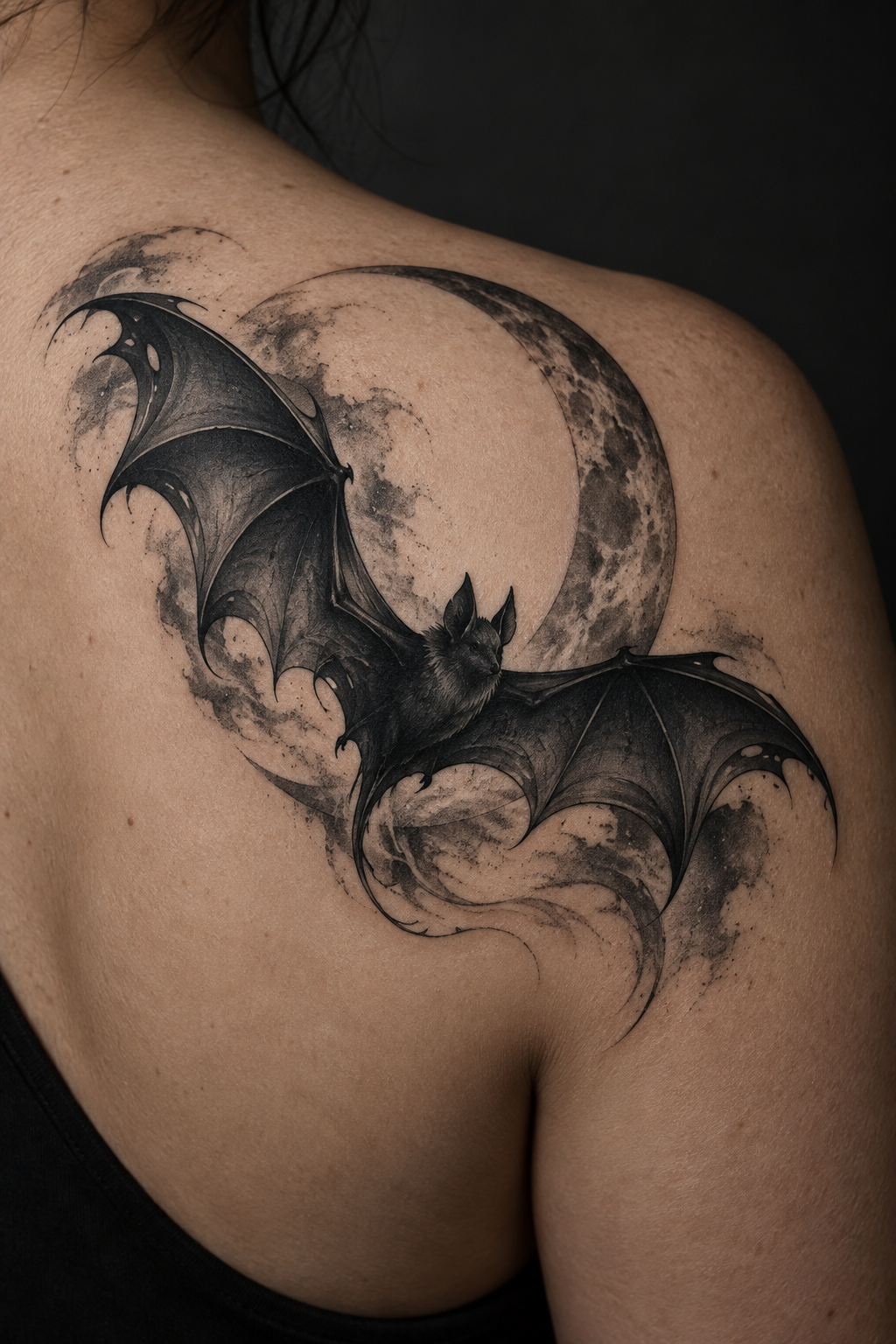 Bat Logo with Moon Batman tattoo idea