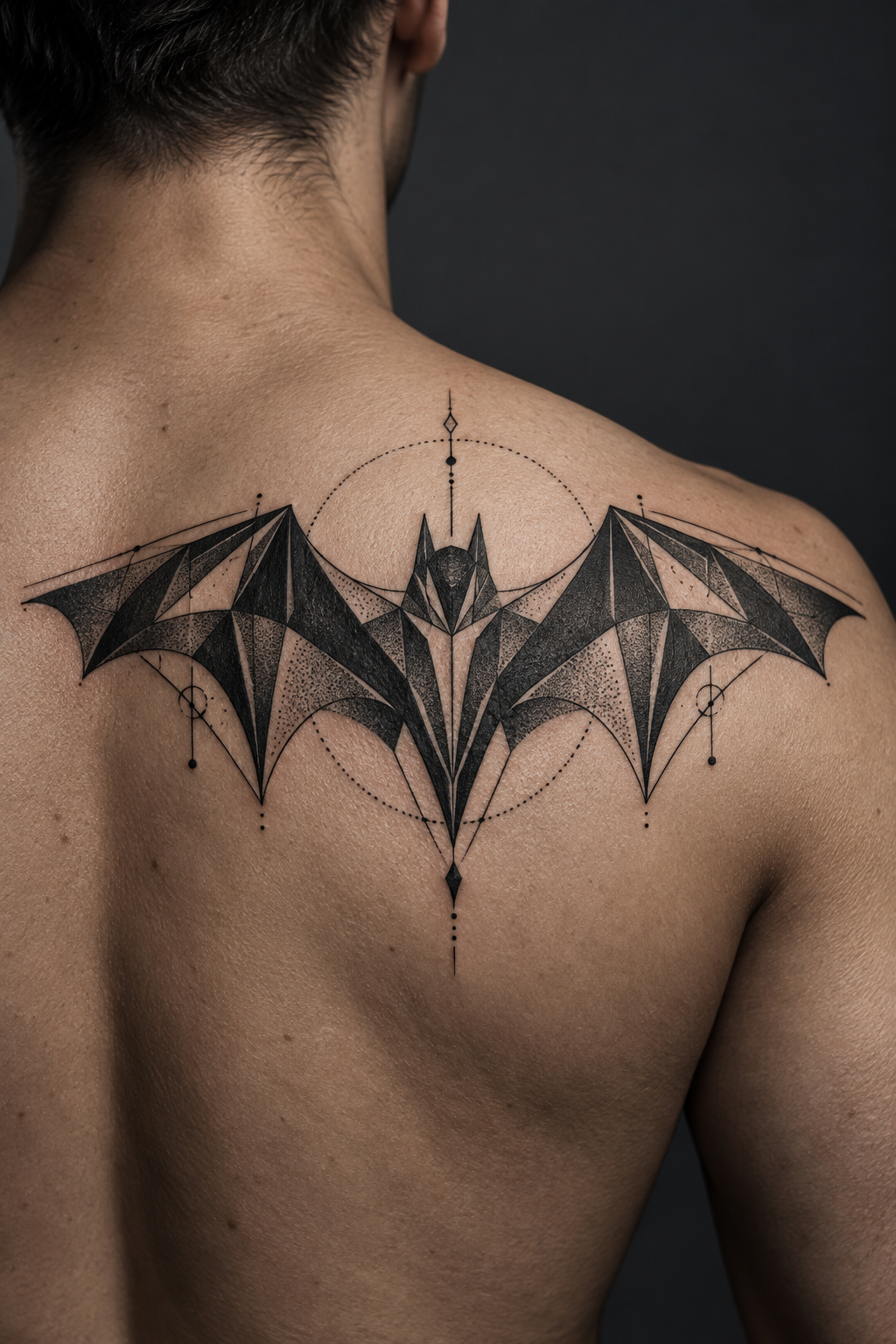 Geometric Bat Symbol Batman tattoo idea