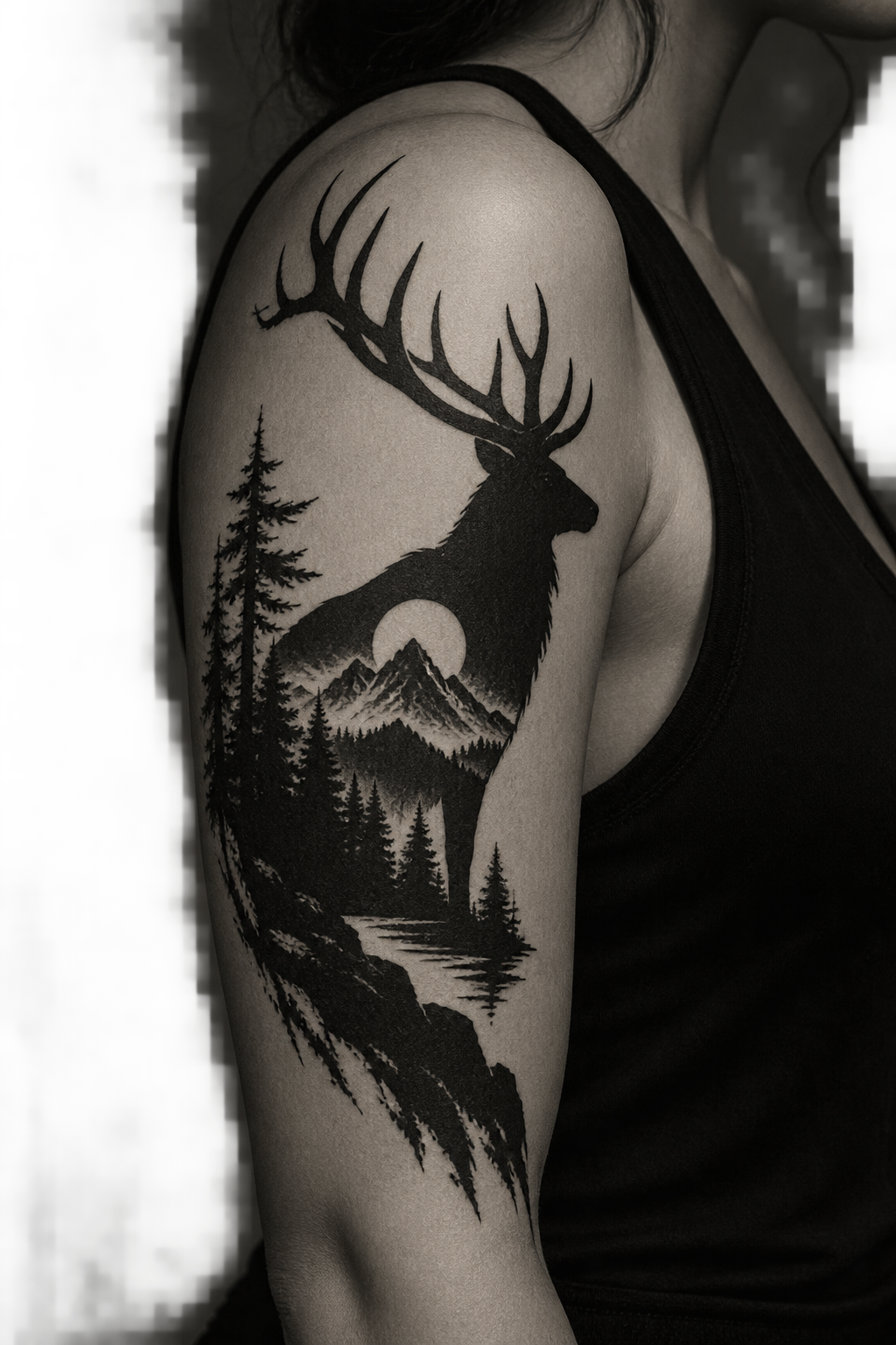 Blackwork Lion dramatic blackwork animal tattoo idea