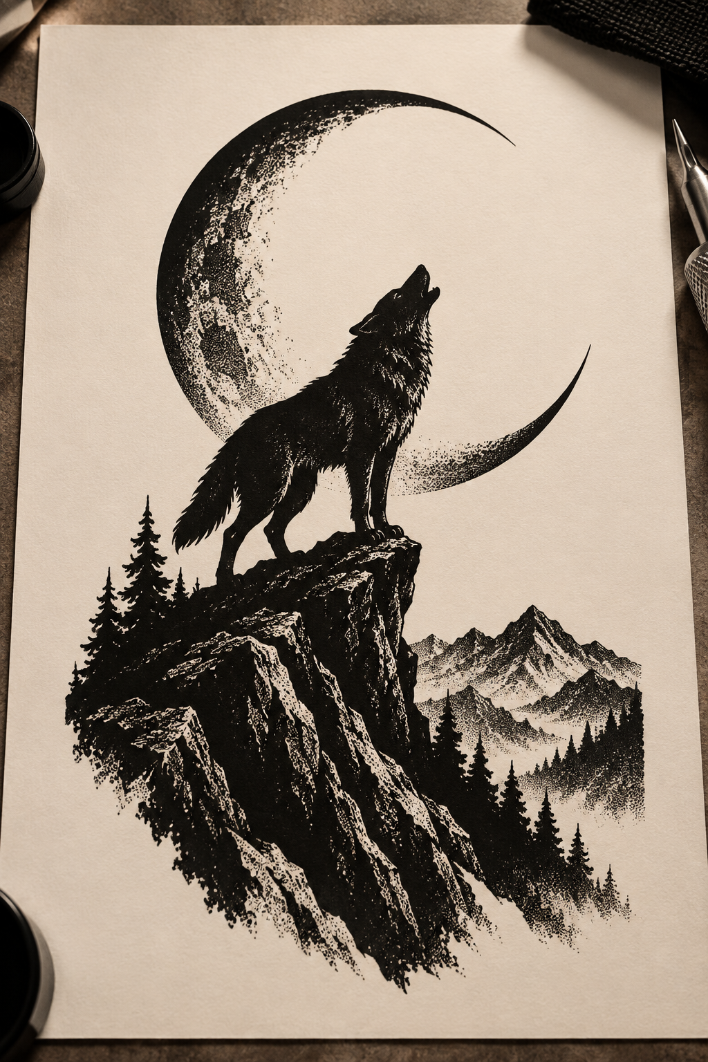 Blackwork Tiger dramatic blackwork animal tattoo idea