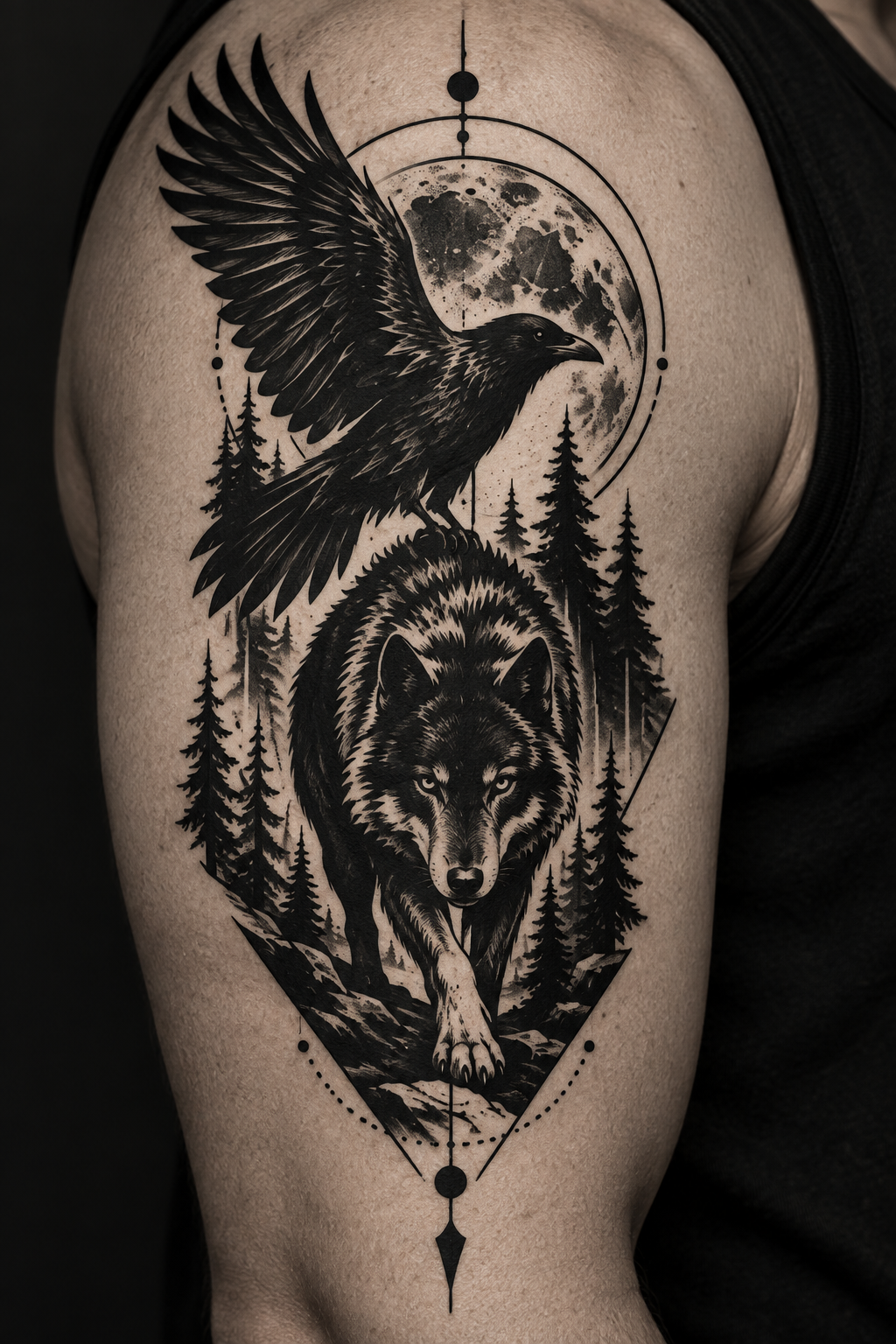 Blackwork Eagle dramatic blackwork animal tattoo idea