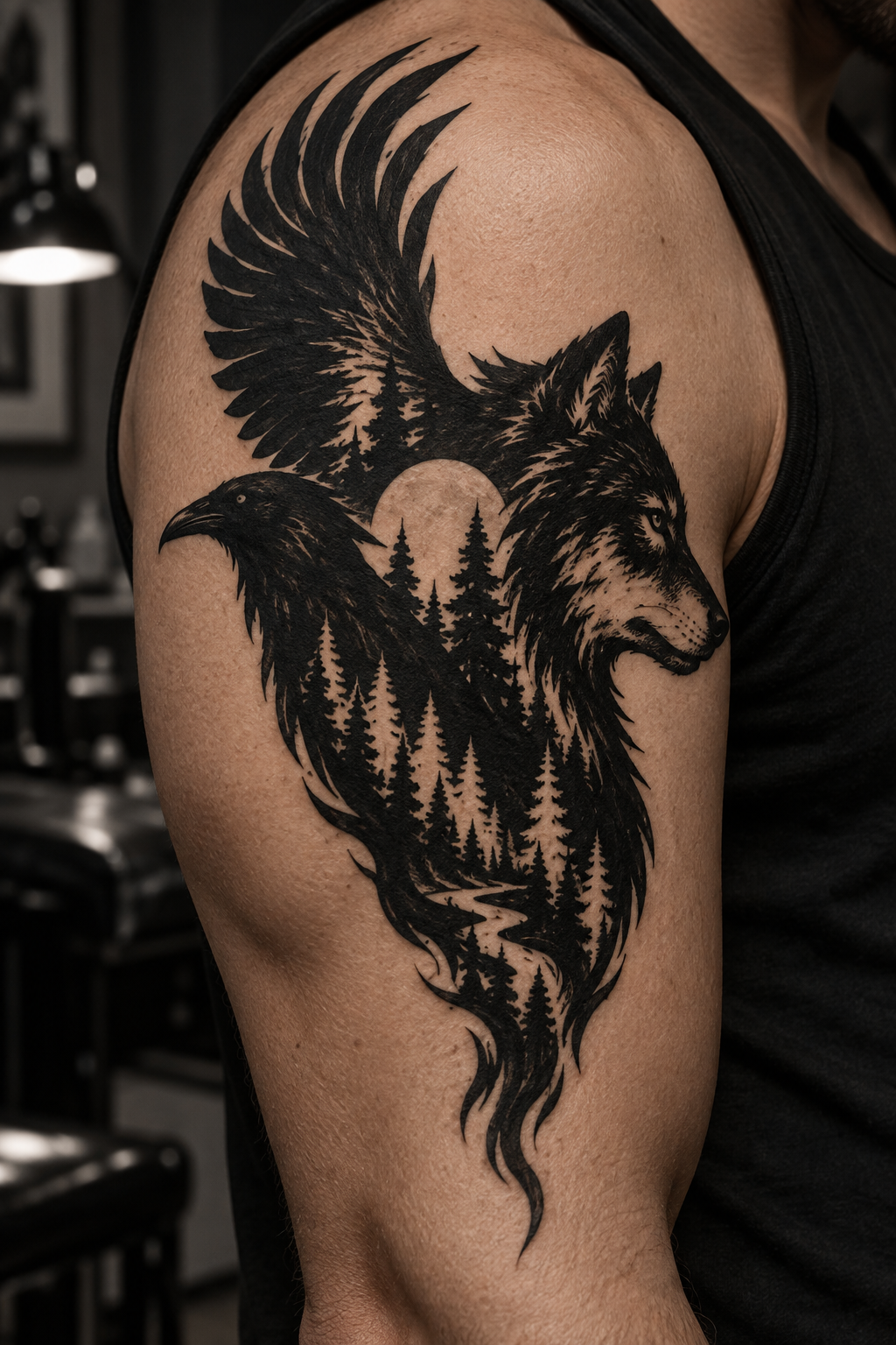 Blackwork Owl dramatic blackwork animal tattoo idea