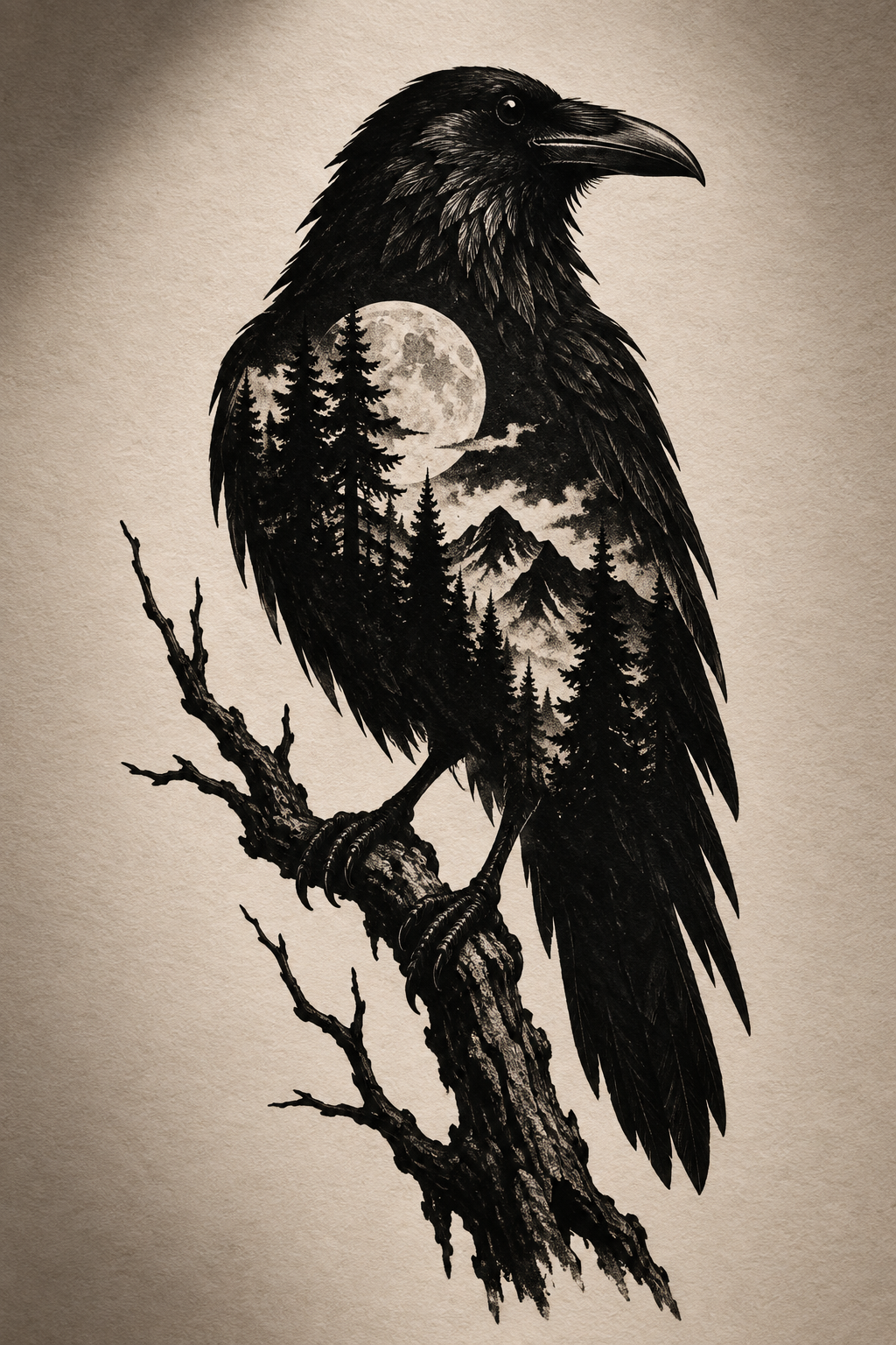 Blackwork Bat dramatic blackwork animal tattoo idea