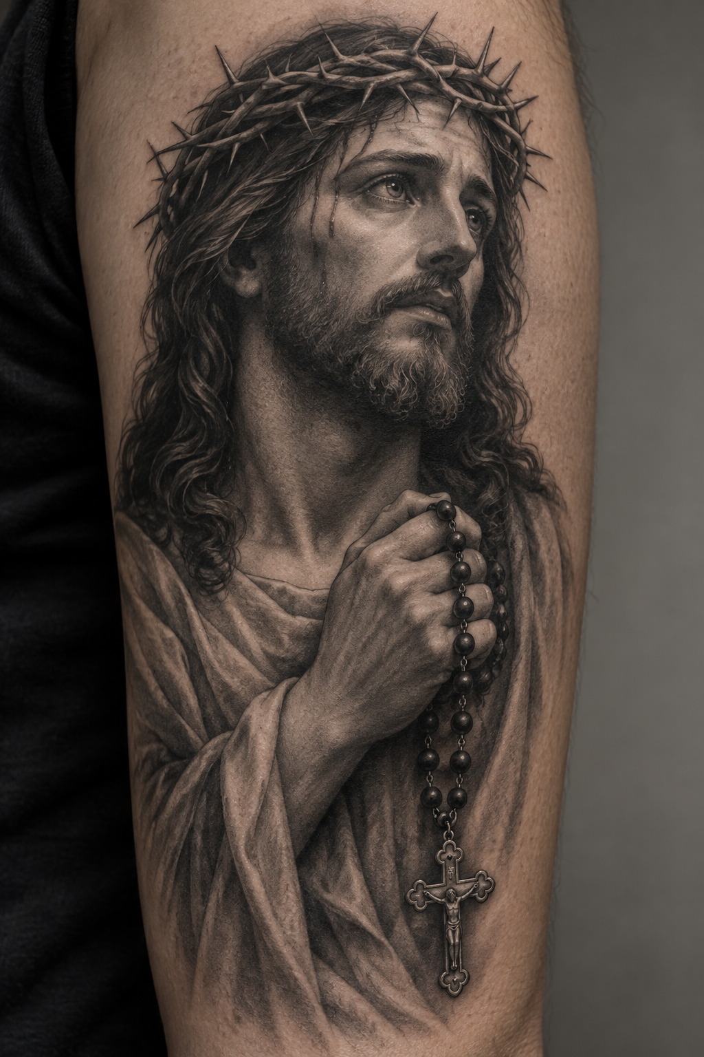 Jesus With Rosary, Jesus tattoos for men