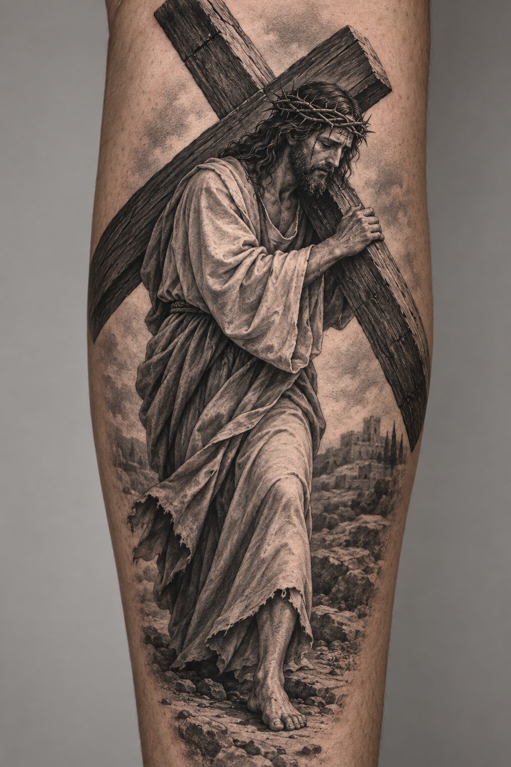 Jesus Carrying the Cross, Jesus tattoos for men