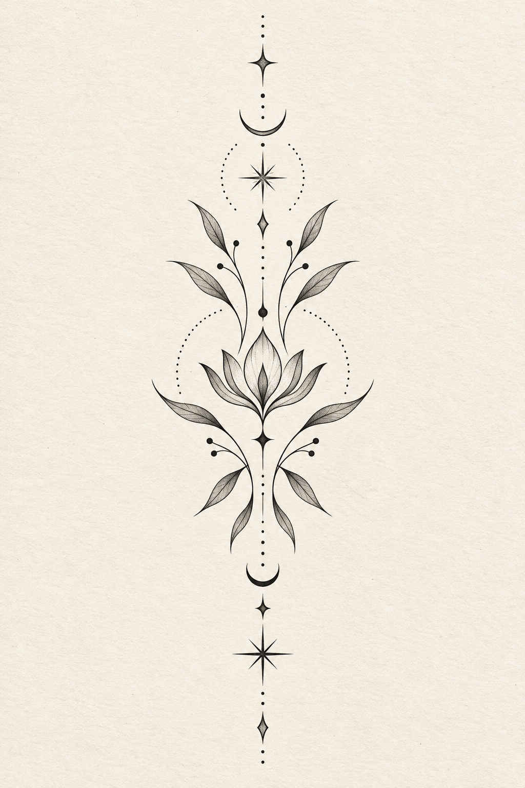 Minimal ornamental spine ornamental spiritual spine tattoo concept