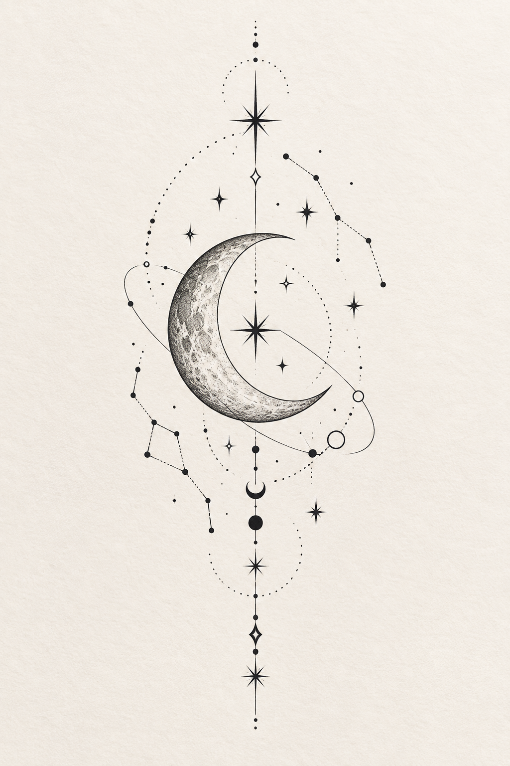 Celestial Rib Design 1 fine line rib tattoos idea