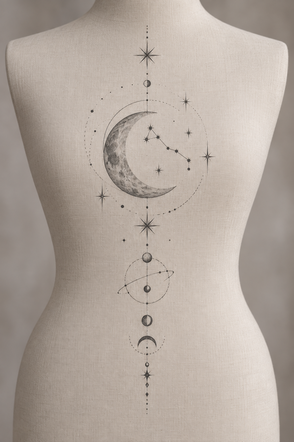 Celestial Rib Design 6 fine line rib tattoos idea