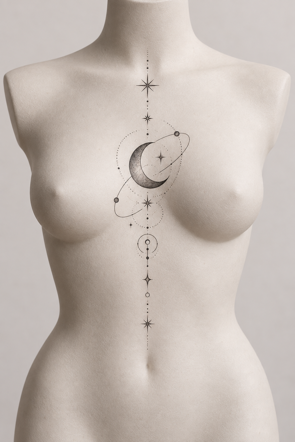 Celestial Rib Design 11 fine line rib tattoos idea