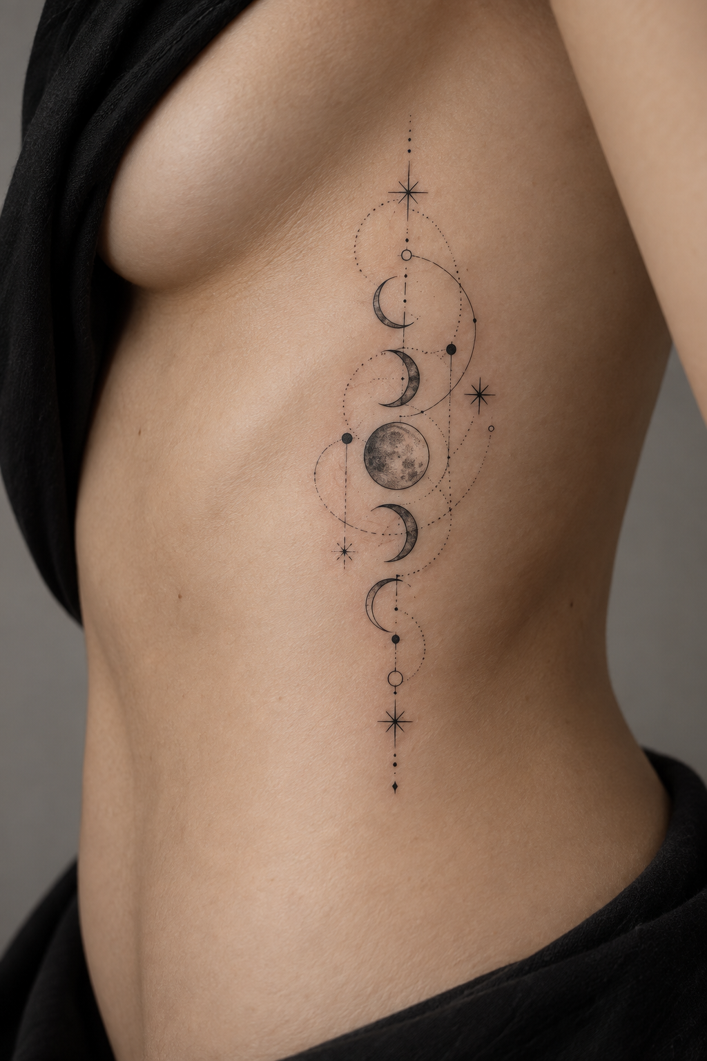 Celestial Rib Design 17 fine line rib tattoos idea