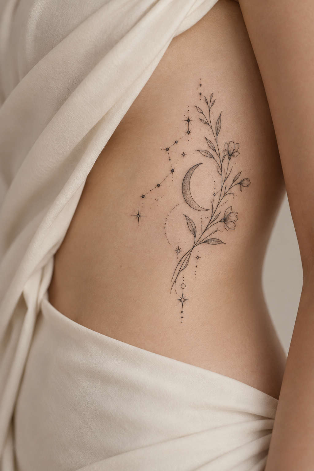 Celestial Rib Design 21 fine line rib tattoos idea