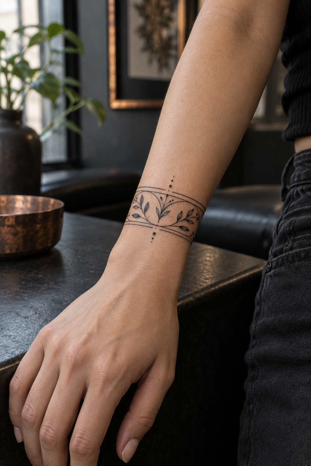 Floral vine bracelet tattoo idea